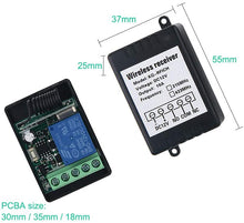 Load image into Gallery viewer, DC 12V 1CH 433Mhz RF Relay Smart Wireless Remote Control Light Switch, 2 Transmitters with 2 Relay Receiver