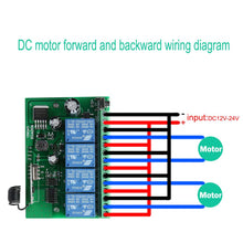 Load image into Gallery viewer, 4 CH AC DC12V 24V 433MHz Remote Relay Module Wireless RF Switch,5 Transmitter and 1 Receiver