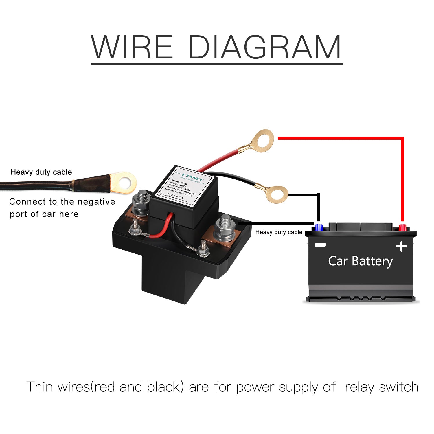 KTNNKG 12V DC 300A Current Max Remote Control Car Battery Disconnect S